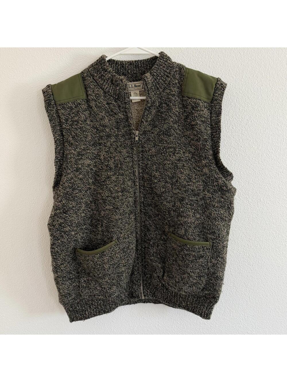 Vintage 90's L.L.Bean Wool Sherpa Lined Full Zip Vest Sz L Outdoors Rugged Gorp